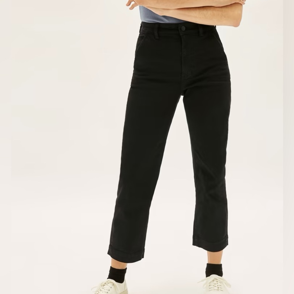 Everlane Straight Leg Crop Pant - Black - Size 4 Short